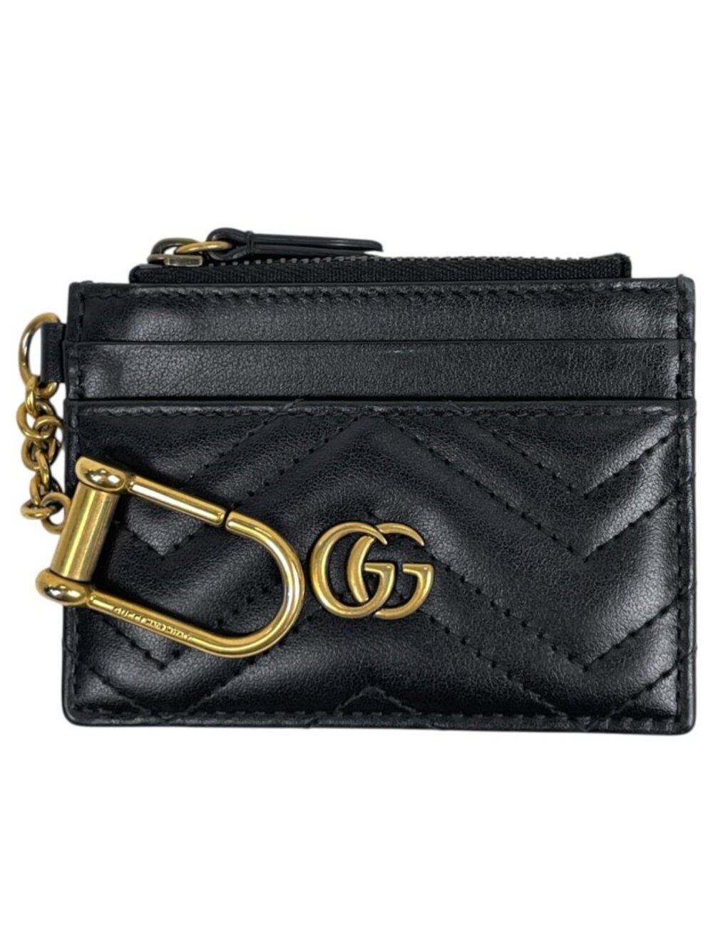 Gucci Card Case GG Marmont Wallet Leather Black